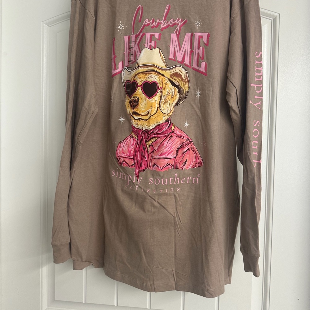 Simply Southern Cowboy Like Me Western Lab Dog Swiftie Mocha Brown XL NWT